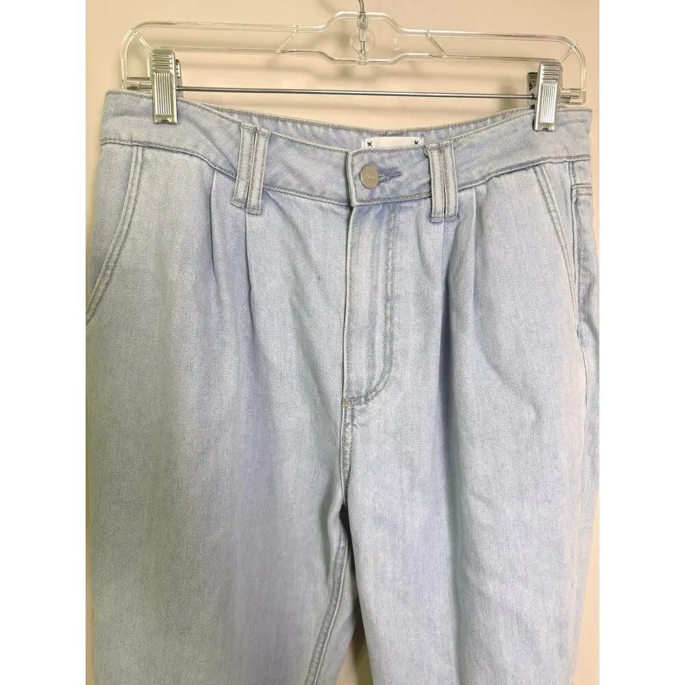 Paige Parisun Women's High Rise Light Wash Pleated Trouser Cuff Jeans Size 29
